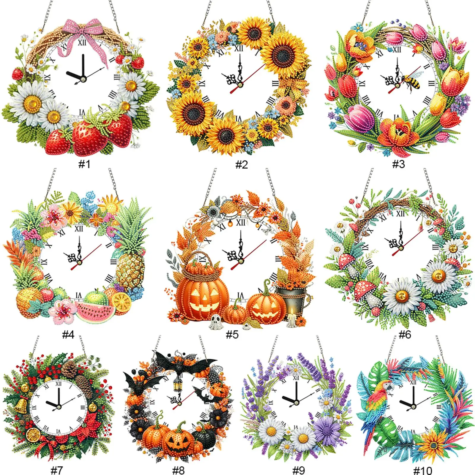 

Часы со стразами и бриллиантами, настенные подвески, 2D плоские часы специальной формы, подвесные алмазные художественные наборы, сделай сам, домашний декор, подвесной шарм