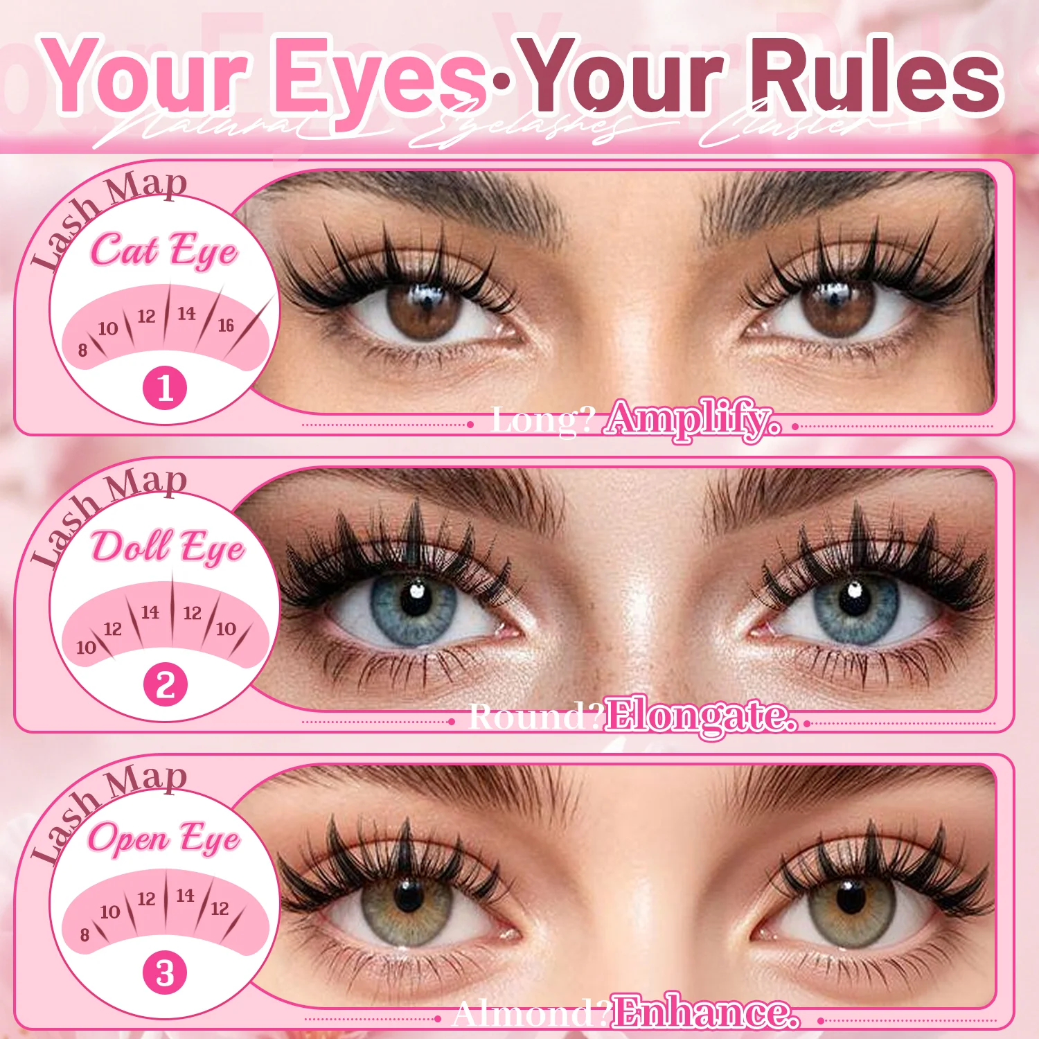 140/164 Stück Feenwimpern-Cluster, Manga-Wimpern-Cluster mit Werkzeugset, C-Curl DIY Spiky Wimpern, Mix 8-16mm Natürliche Anime-Wimpern – Detail 5