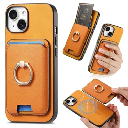 Magnetic Magsafe Wallet Case with Card Holder for IPhone 15 14 13 12 11 Pro Max XS XR 7 8 Plus Ring Holder PU Leather Cover