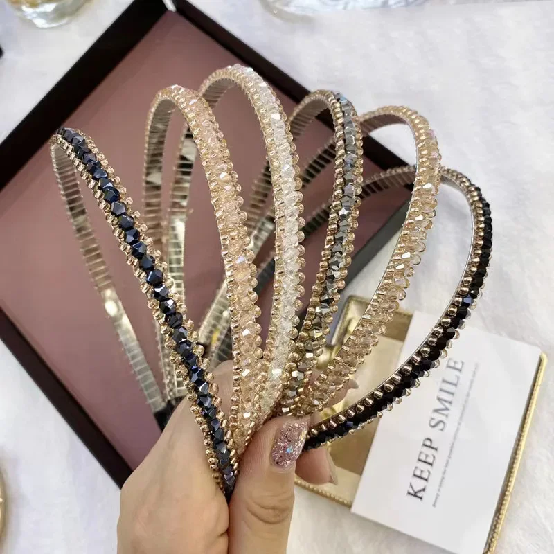 

Sparkling Crystal Bezel Headwear Girls Vintage Hairbands Hair Accessories Korean Hair Hoops for Women