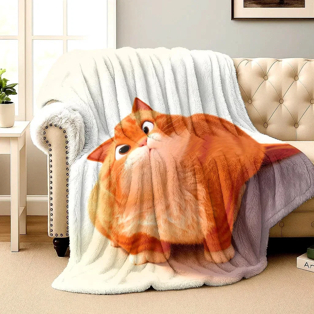 Cute Orange Cat Throw Blanket Giant Plush Pet Design 150x230cm Cozy Fleece Throw for Couch Bedroom Home Decor
