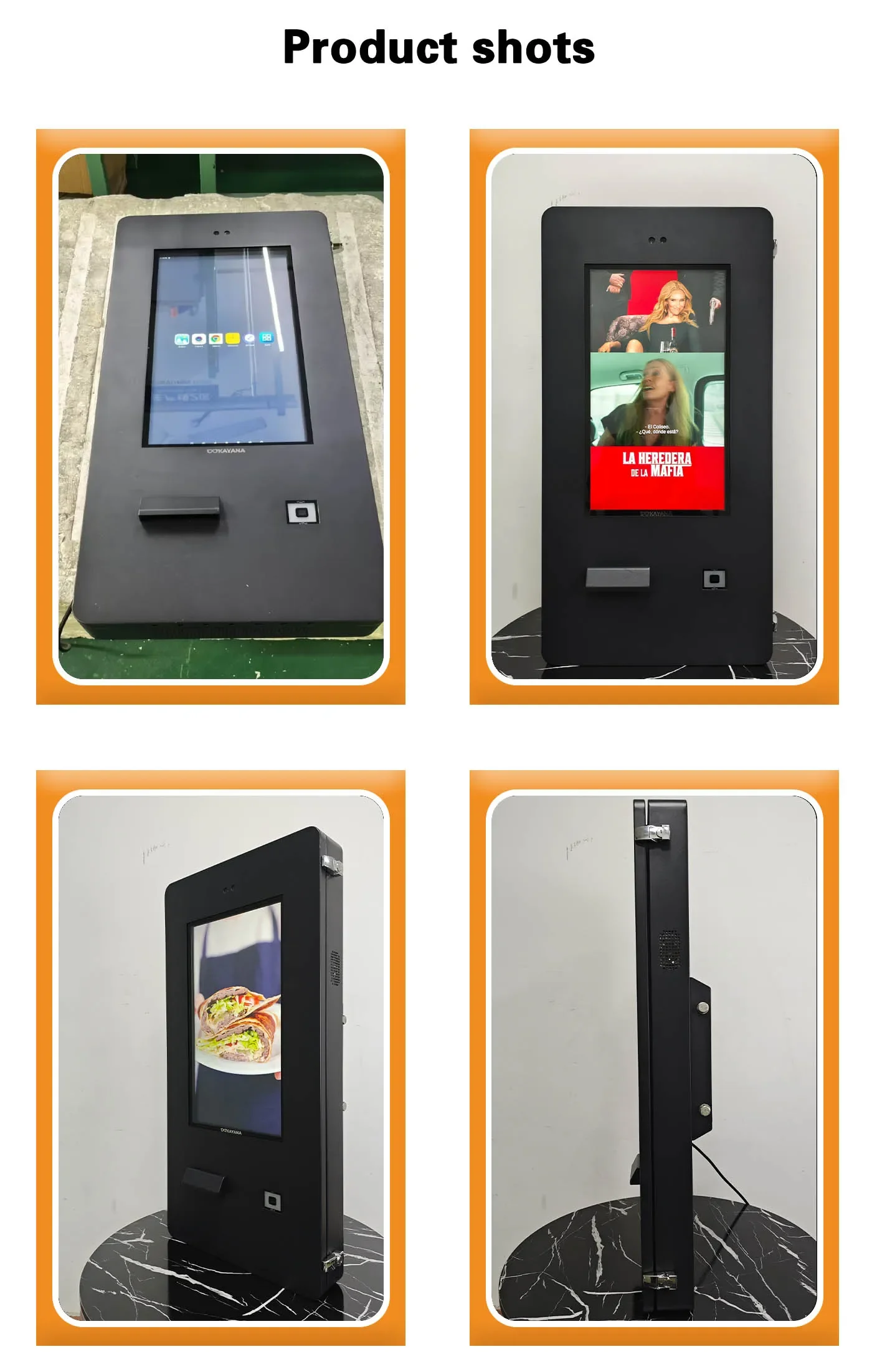 24 "في الهواء الطلق IP65 مقاوم للماء في الهواء الطلق الخدمة الذاتية شاشة تعمل باللمس آلة الدفع لمطعم مواقف السيارات
