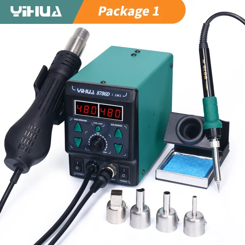 YIHUA 8786D Soldering Iron Hot Air Soldering Station DIY Digital Rework Station Phone Repair BGA SMD Solder Tool Welding