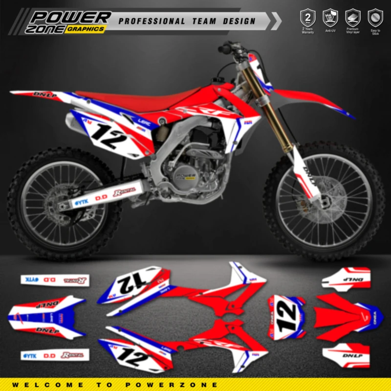 PowerZone Full Graphics Background Decals Stickers Kit For HONDA 2014-2017 CRF250R 2013-2016 CRF450R Motorcycle Background 131