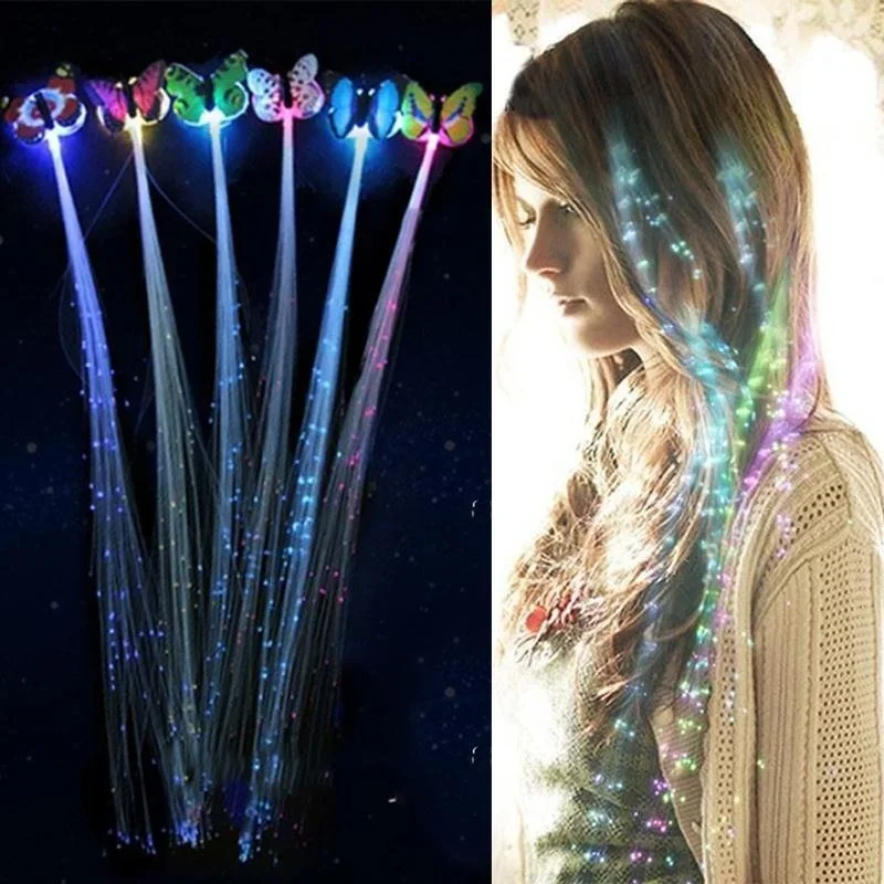 LED luminescente cabelo trança hairpin para meninas, brilhante trança ornamento, ano novo festa brinquedos, presentes de Natal, aleatória