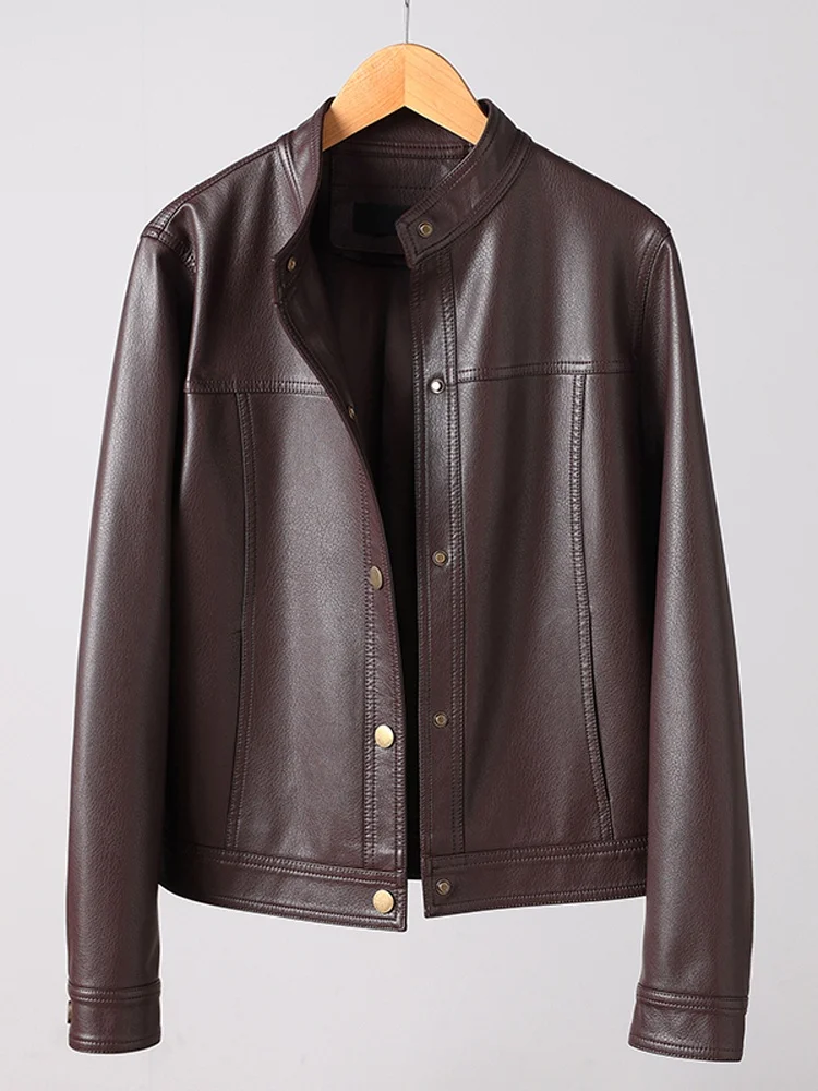 Jaqueta Feminina de Couro Sintético Primavera 2025 com Gola Alta e Detalhes em Couro Legítimo – Moda Urbana e Conforto para o Dia a Dia