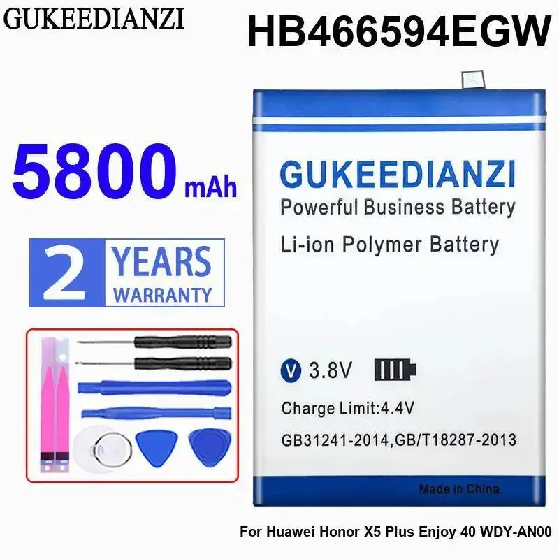 

Reliable Power For Huawei Honor X5 Plus Enjoy 40 Wdy-AN00 Mobile Phone Battery HB466594EGW 5800Mah