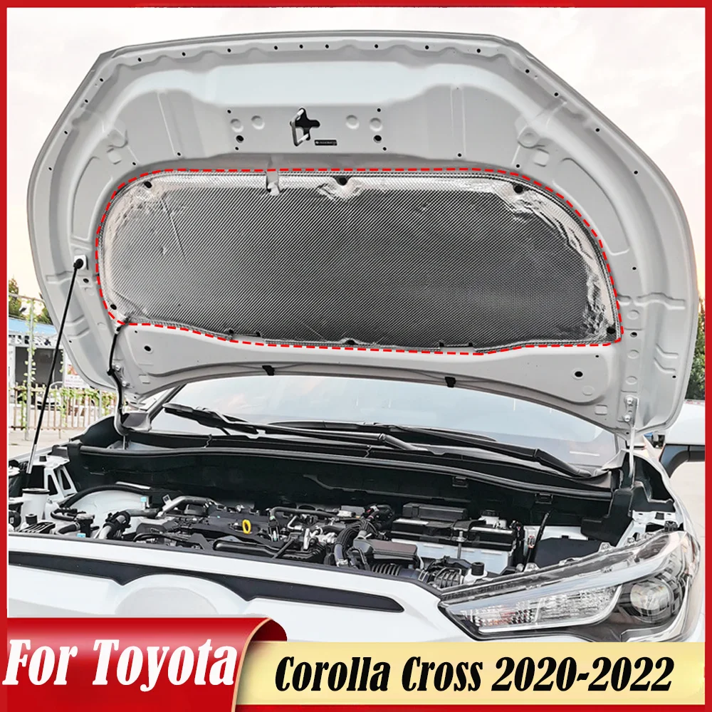 

For Toyota Corolla Cross 2020-2022 Car Front Engine Hood Heat Insulation Cotton Pad soundproof cotton Aluminum Foil Mat Cover