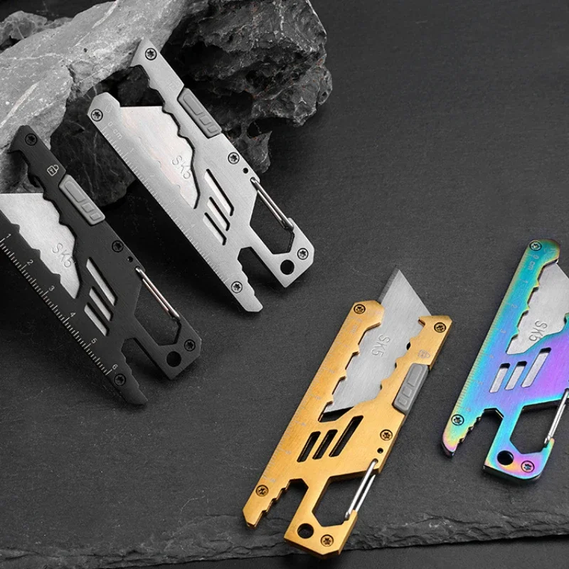 SK5 Stainless Steel Multifunctional 5 In 1 Utility Knife Box Paper Letter Cutter Carving Knife Household  EDC Tool Bottle Opener