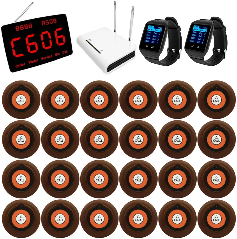 Factory Wrist Watch Display Receiver Pager Hookah Call Button Repeater Booster Wireless Calling System Service for Restaurant