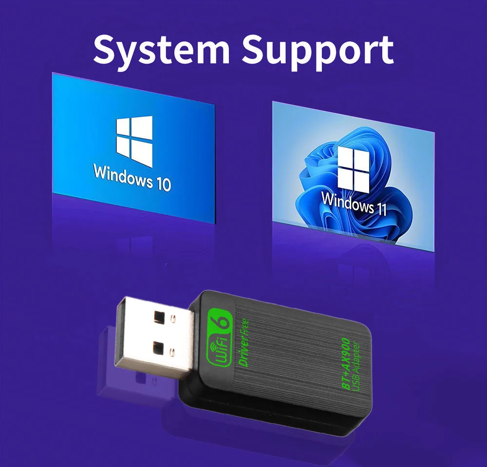 AX900 WiFi 6 USB محول بلوتوث 5.4 WiFi بطاقة الشبكة اللاسلكية 2.4G & 5 جيجا هرتز Wlan استقبال للكمبيوتر/الكمبيوتر المحمول Win10/11 سائق مجاني