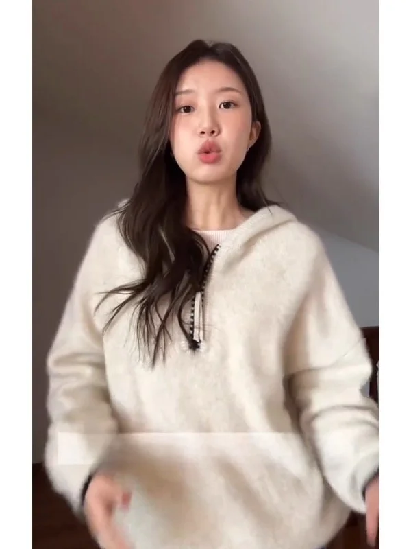 Femmes tricots à capuche longue Sve paresseux Sle automne hiver nouveauté décontracté haut de gamme sensation coupe ample confortable pull