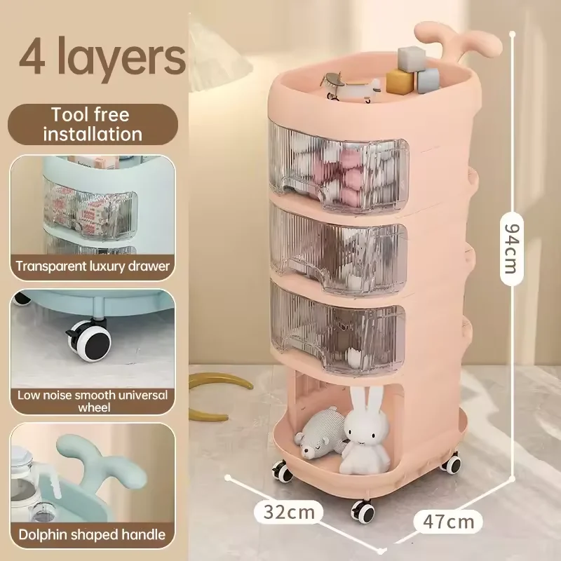 

Baby Care Products Storage Rotary Mobile Rack Removable Baby Drawer Storage Cart Stroller Whale Storage Rack
