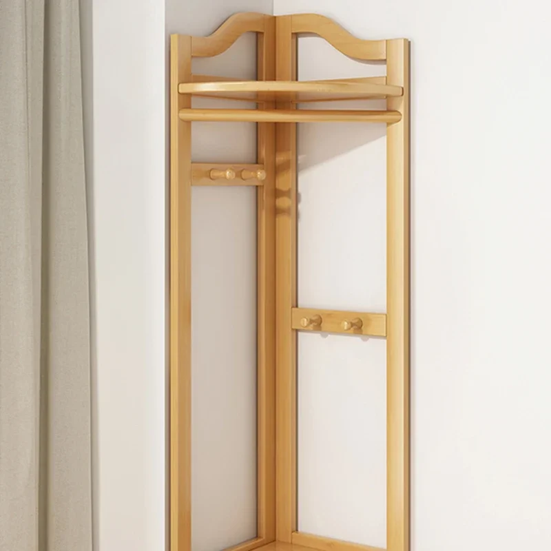Corner Clothes Rack Stand Wooden Floor Multifunctional Coat Rack Living Room Storage Guarda Roupa Furniture Entrance Hall