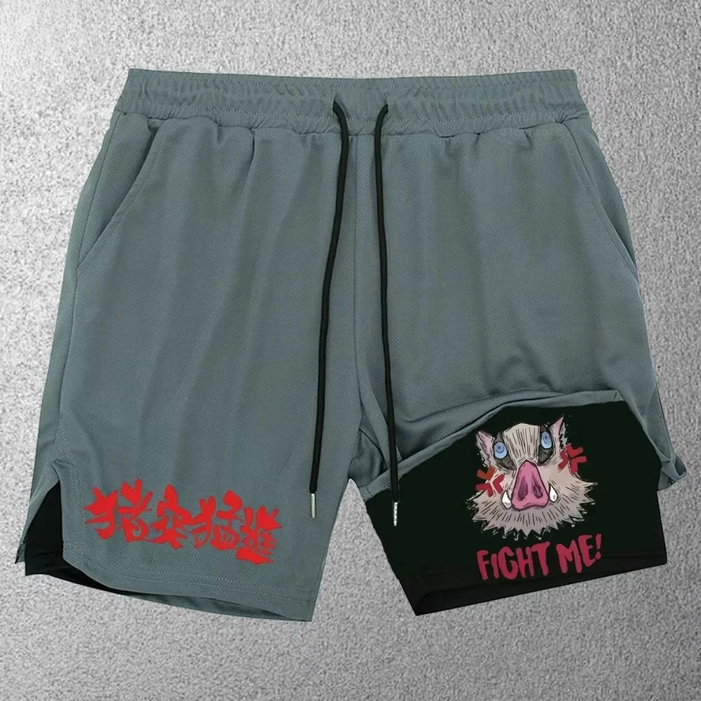 

Men's Fitness Two-in-one Shorts Double-layer Beach Pants Trendy Printed Sports Shorts Outdoor Training Running M-3XL Shorts