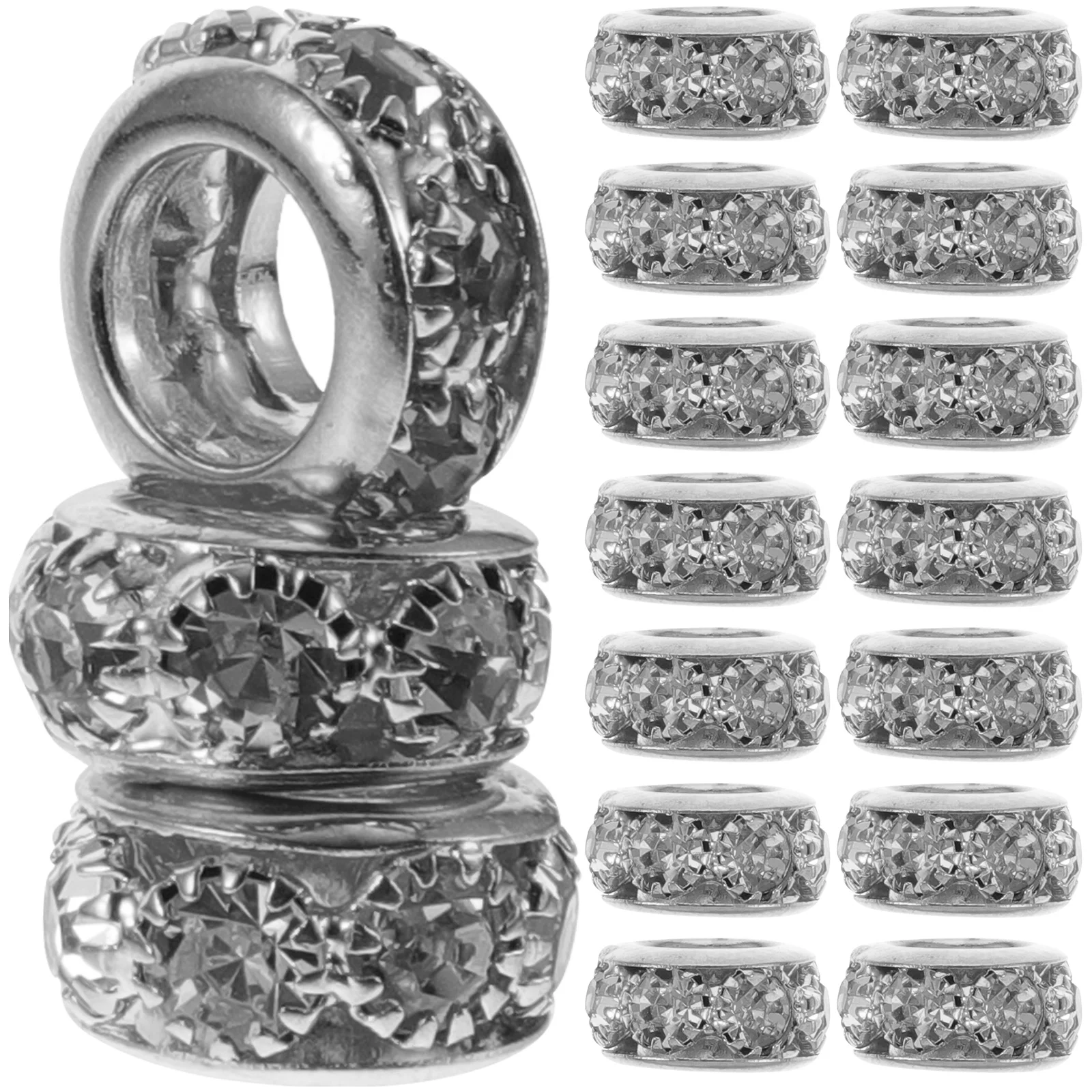 

20Pcs Jewelry Making Rondelle Spacer Beads Copper Rhinestone DIY Loose Beads for Bracelet Necklace Craft Accessories