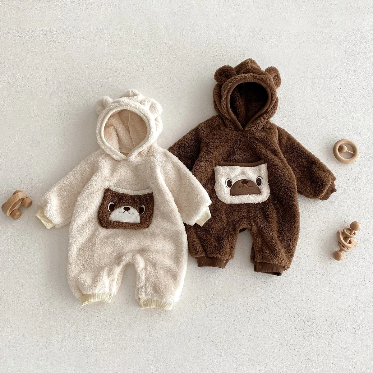 Autumn and Winter Baby Boys Girls Romper Infant Thickening Warm Jumpsuit with Hat 0-2 Years Old Newborn Baby Bodysuit