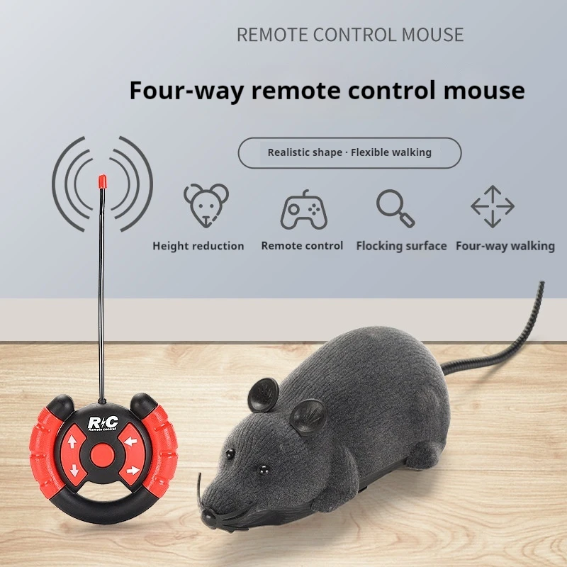 Remote Control Mouse Simulation Animal Teasing Cat Four Wheel Drive Remote Control Plush Surface Highly Restored Creative Gift