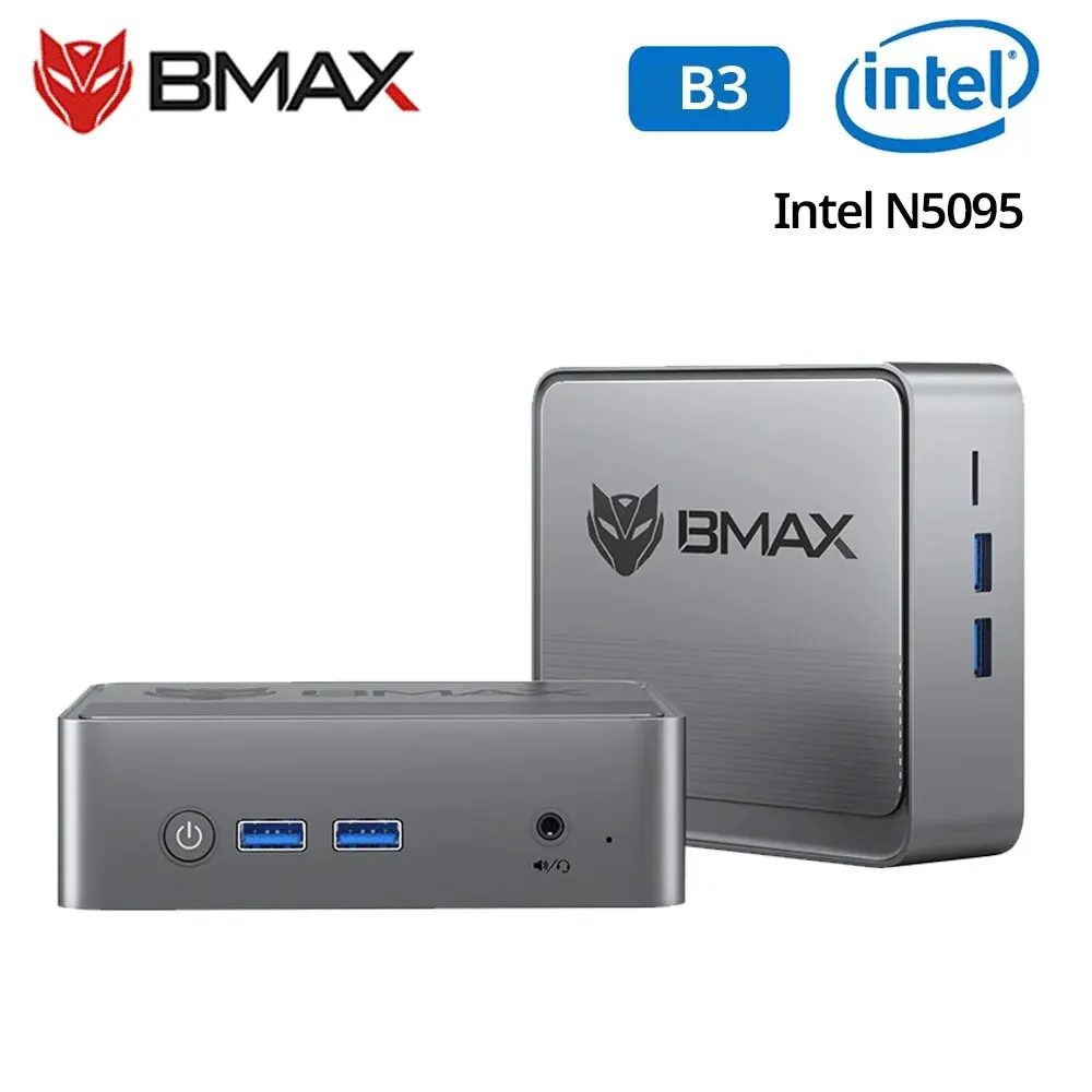 BMAX-Mini PC v1.Mini Windows 11 Pro, Intel N5095, 8 Go de RAM, DDR4, 256 Go SSD, Intel 11e Isabel UHD, ethernet 1000Mbps