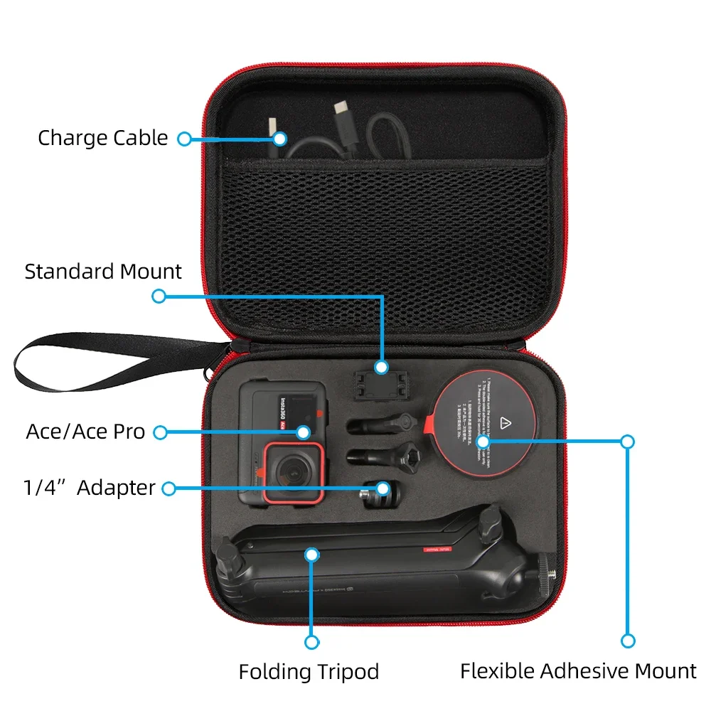 Para Insta360 Ace Pro2 bolso Universal cámara deportiva caja portátil bolsa de almacenamiento de compresión para Insta360 Ace Pro/accesorio Ace