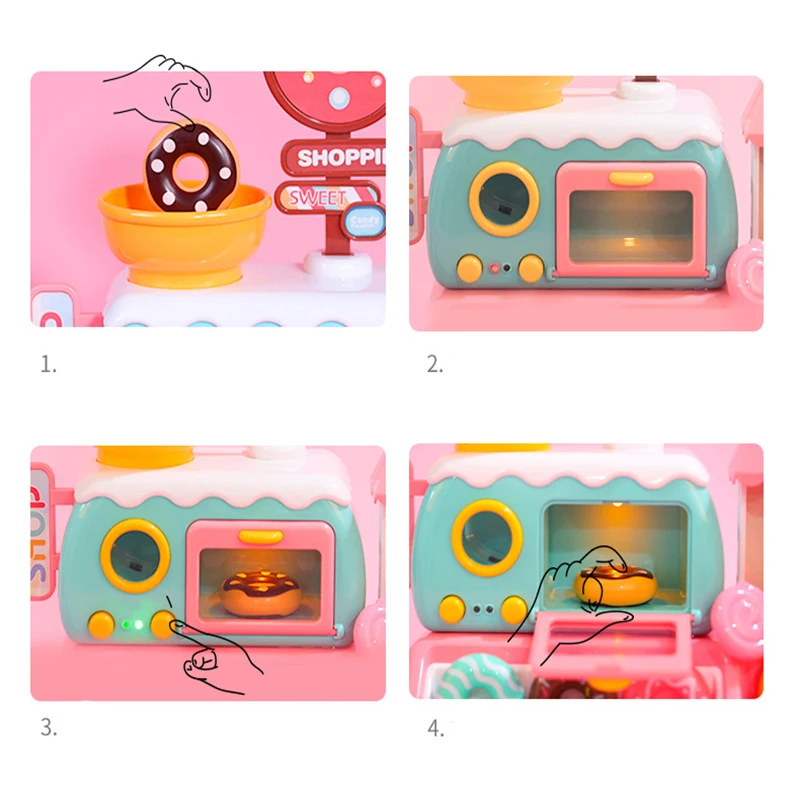 Kid Kitchen Cookware Doughnut Shop Pretend Play House Food Cognition Oven Children Educational Toys Simulation Boy Girl Gift