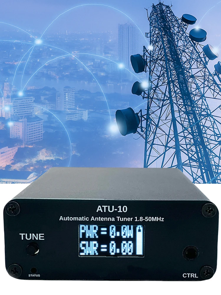 ATU-10 QRP Antena Tuner 1-15W Antena Tuner Otomatis 1.8-50MHz 0.91 Inci Layar OLED