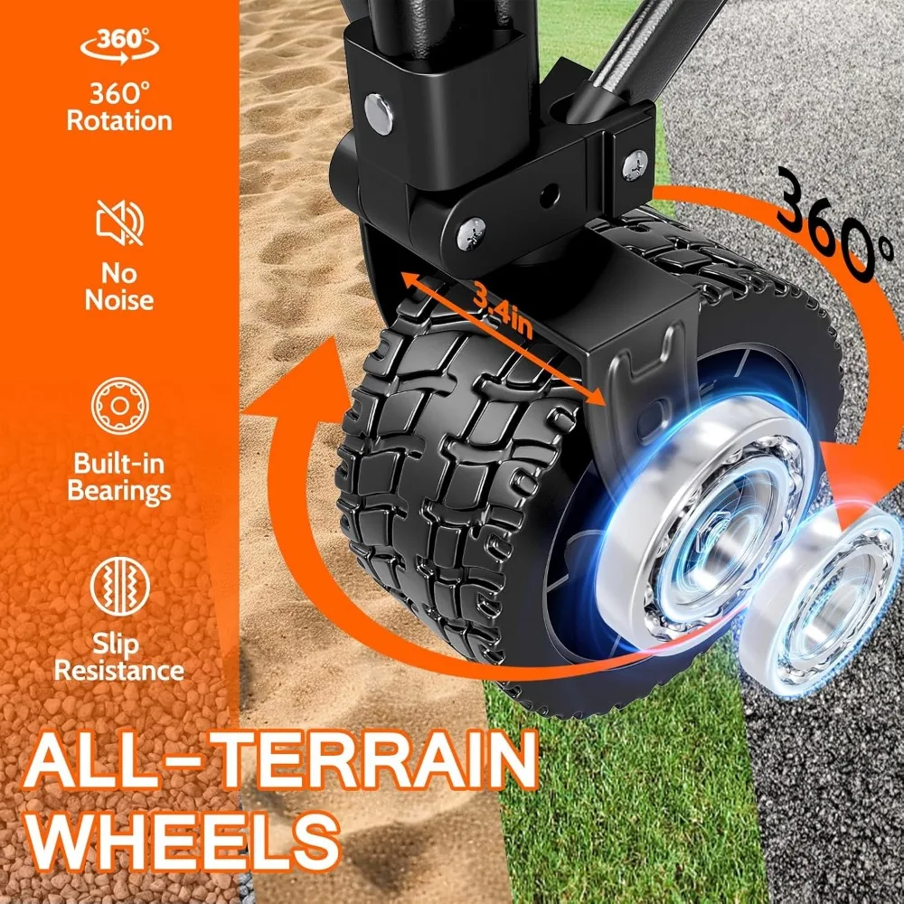 عربة شاطئ متينة قابلة للطي مع عجلات كبيرة لجميع التضاريس وسعة وزن عالية