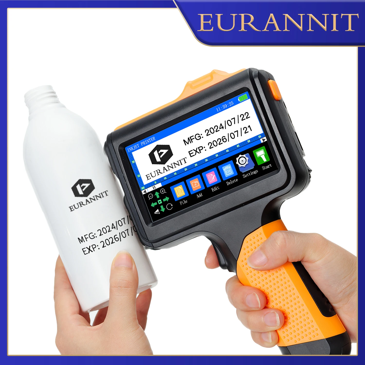 EURANNIT E19 12.7mm Multi-languages Printer Text QR Barcode Batch Number Logo Date Label Printer Handheld Thermal Inkjet Coder