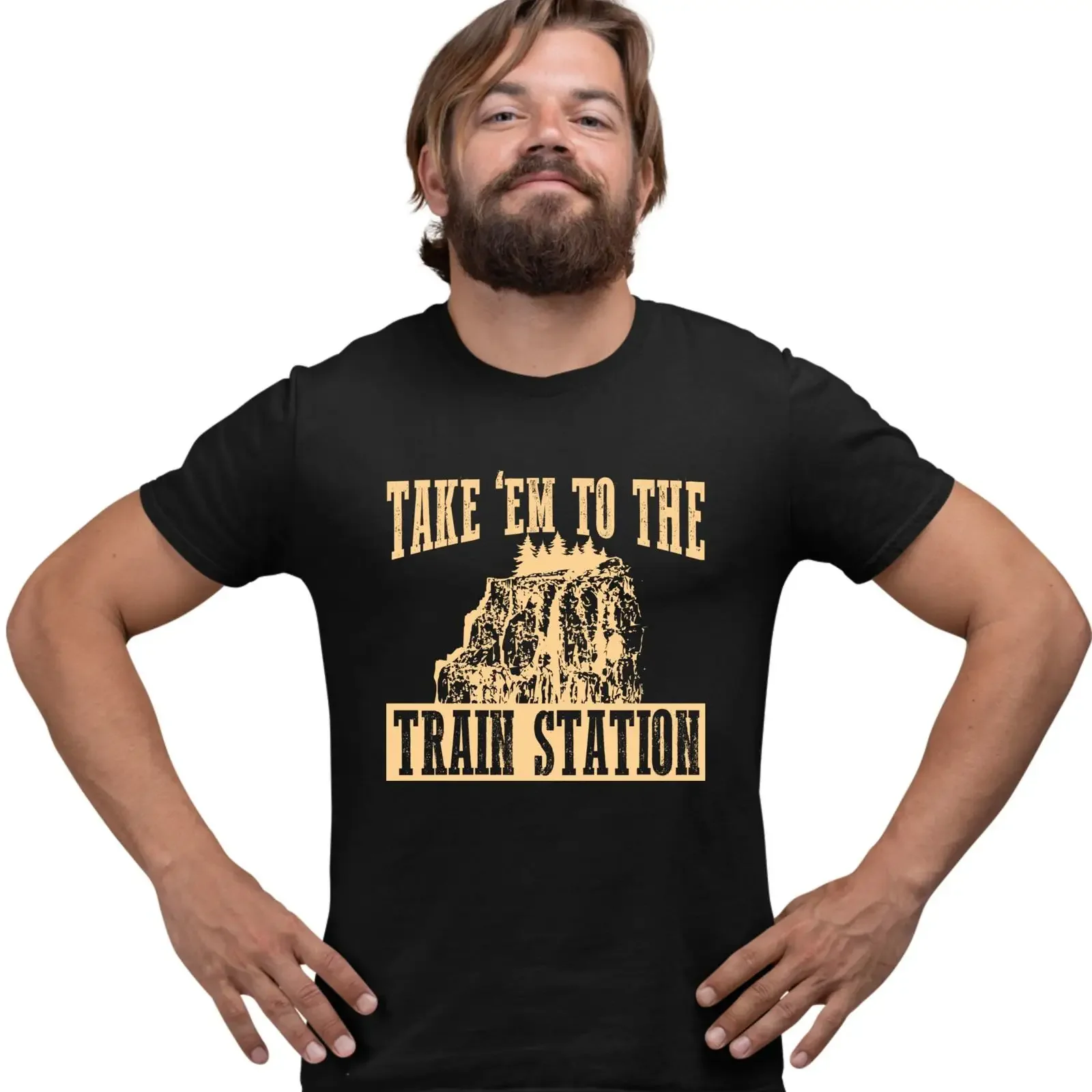 Adult Take Em To The Train Station T Shirt vintage Washed Top For Everyday Wear Breathable Unisex Stretched graphic homme