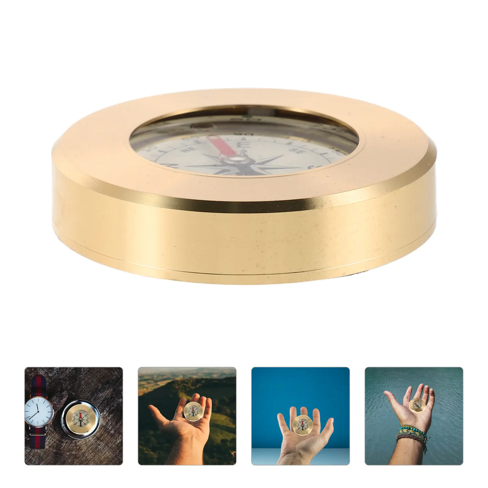 Portable Outdoor Hiking Compass with Copper Finish – Marine Navigation Tool for Backpacking, Camping, Driving
