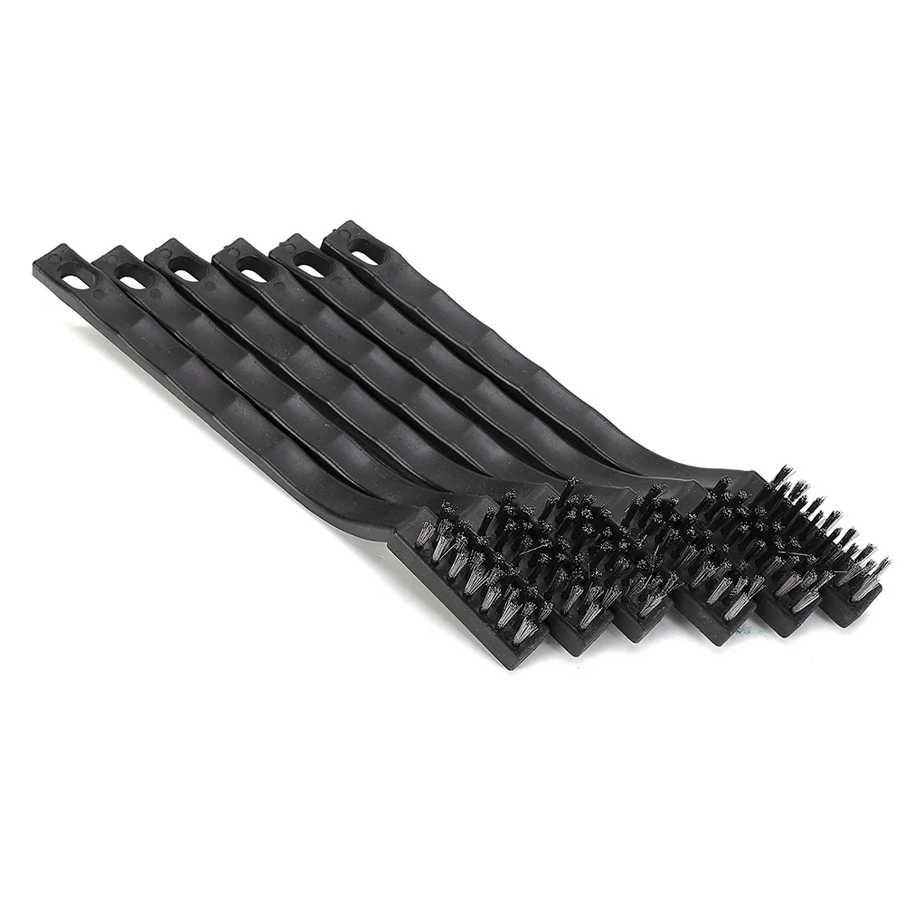 Stainless Steel Wire Brush Set Of 6 Small Hand Scrub Brushes For Cleaning Rust Metal Parts And Machinery 5.1 Inch