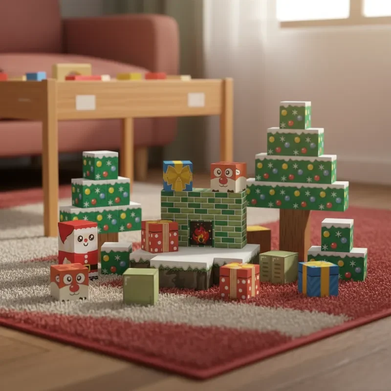 Festliches magnetisches Bauset 54PCS DIY 3D Weihnachtsbaum Santa STEM Spielzeug Urlaub kreatives Geschenk