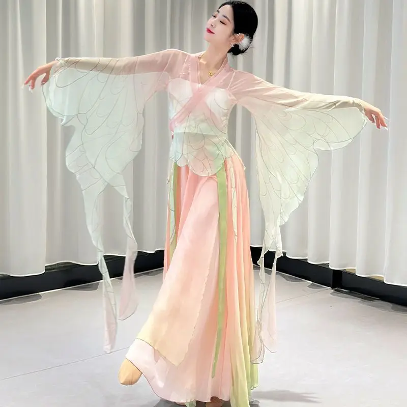 Costume da danza cinese cinese stile abito da danza popolare donna ballerino classico costumi di performance eleganti abiti da pratica verde