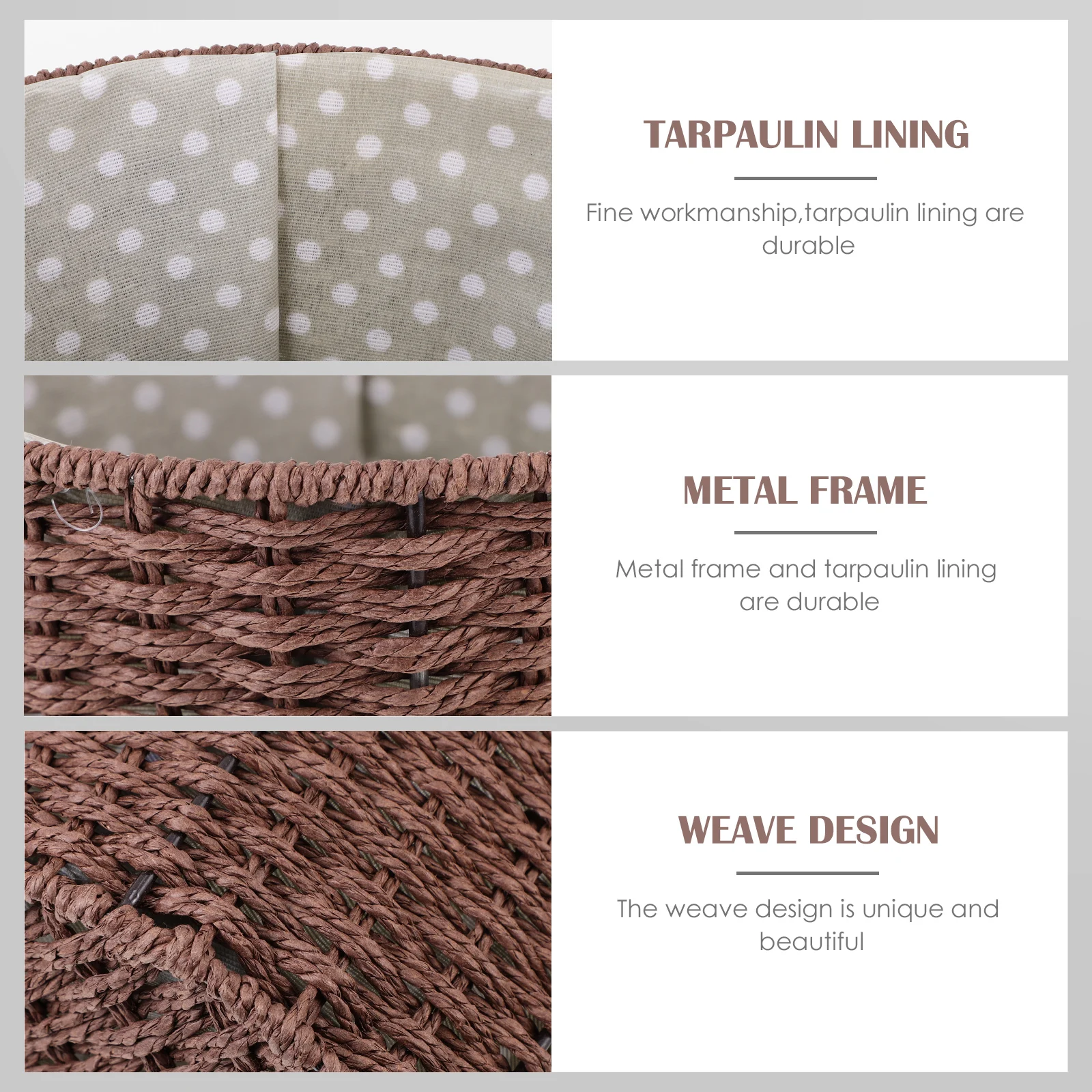 

Multifunctional Woven Storage Basket Household Laundry Container Sundries Organizer Home Supplies Living Room Bedroom Bathroom