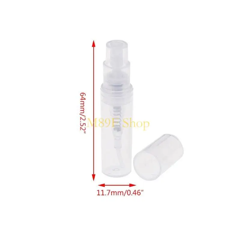 M89F 100PCS 3MLミニクリアプラスチック補充可能なスプレーボトルポータブル香水マウスウォッシュサンプルバイアル化粧品アトマイザーコンテナ