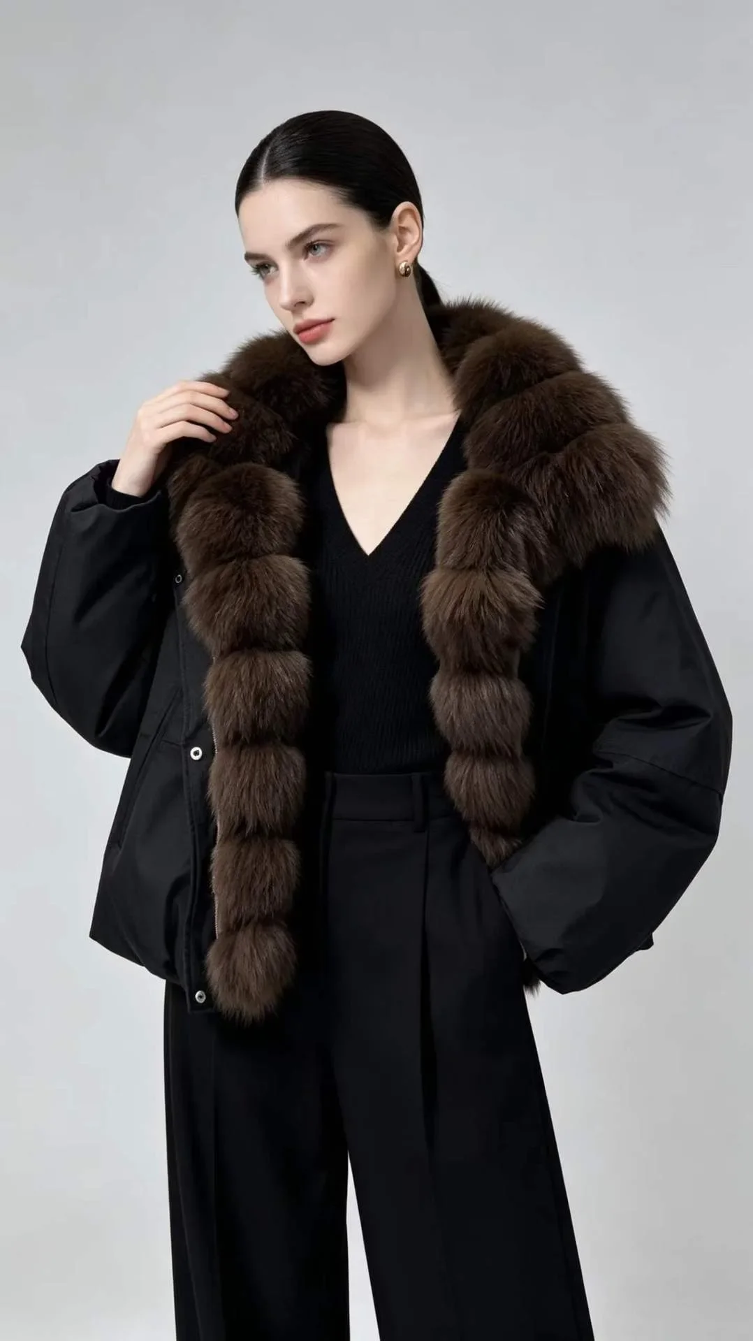 OFTBUY Big Fox Fur Spliced Parkas Winter Warm Thick Women's Coat Loose Duck Down Clothes Women Short Jacket with Fur for Women