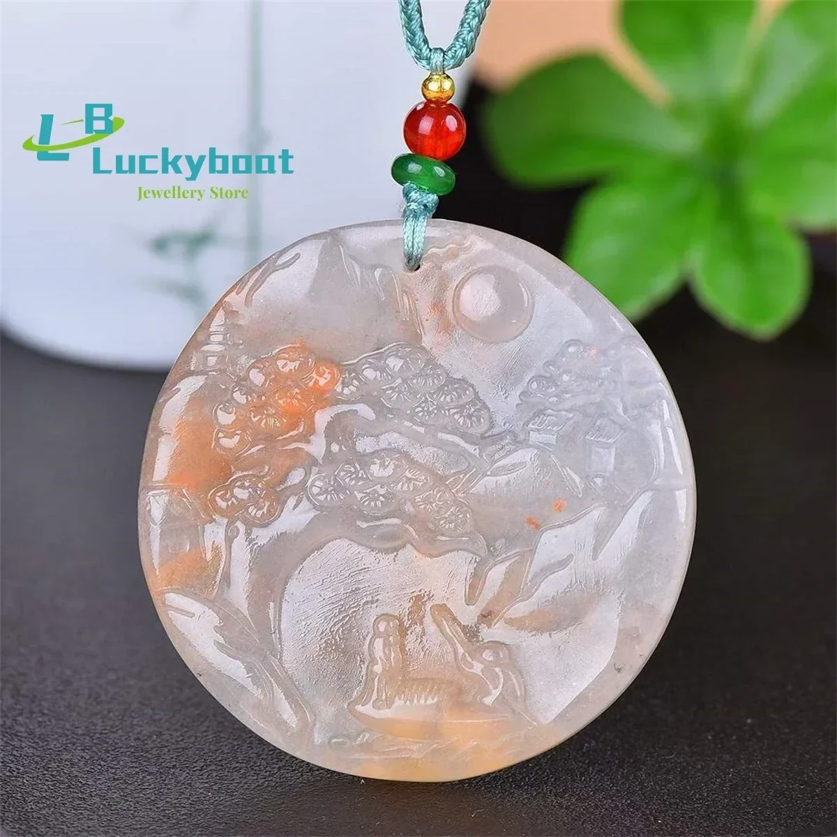 Natural Gold Silk Jade Violet Landscape Brand Pendant Simple and Generous Personality Exquisite and Versatile for Men and Women