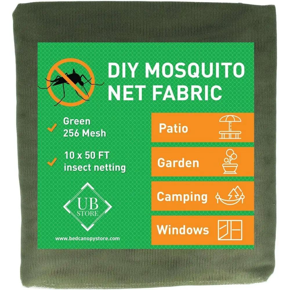 

Green DIY Mosquito Netting - 10x50 ft. Insect Screen for Garden, Patio, Outdoor Spaces & Windows | Available in Black, White & G