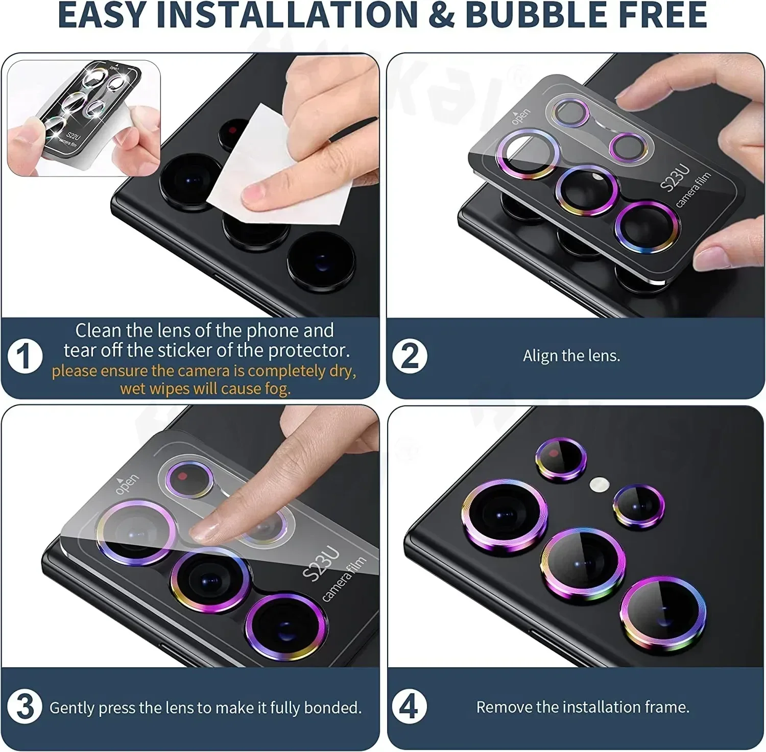 2 PCS for Samsung Galaxy S24 Ultra S23 Plus S23 Camera Lens Protector Tempered Glass Camera Cover Screen Protector Metal Scratch