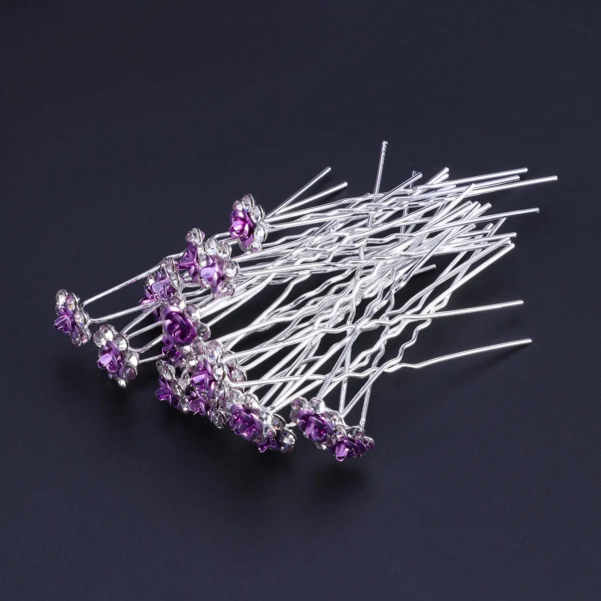 

20 шт. заколок для волос с цветами и стразами, U-образные шпильки для прически, свадебные декоративные аксессуары для волос для женщин