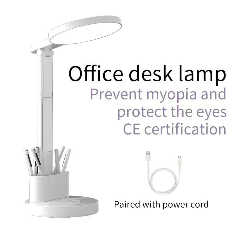 LED desk lamp,temperature, clock, night adjustable with three color temperatures, suitable for office, bedside, and study use