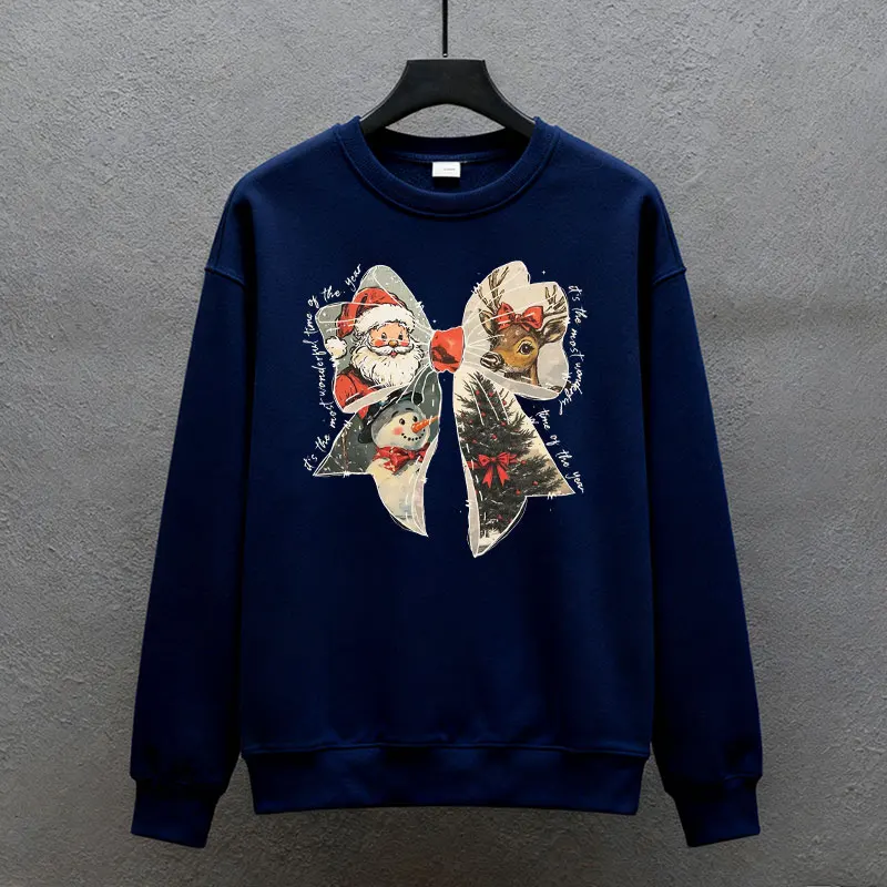 المرأة عيد الميلاد Coquette القوس هو الأكثر رائعة من الوقت في السنة المطبوعة Crewneck البلوز أو هودي / هوديي بلوزات