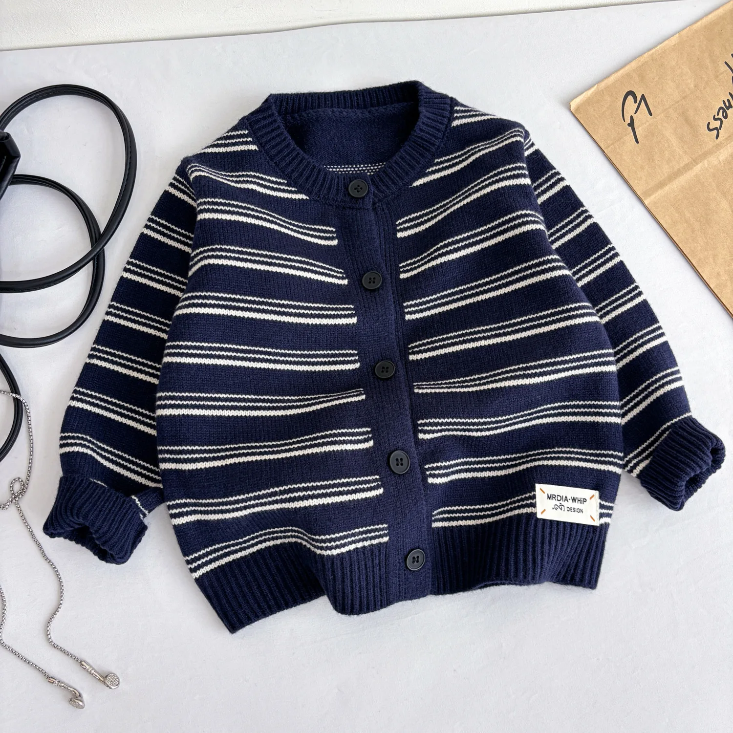 RAISE Autumn Children Boys Striped Sweater Loose 2-8Yrs Kids Boys Long Sleeve Cardigan Toddler Babys Boys Cozy Knitwear Coats
