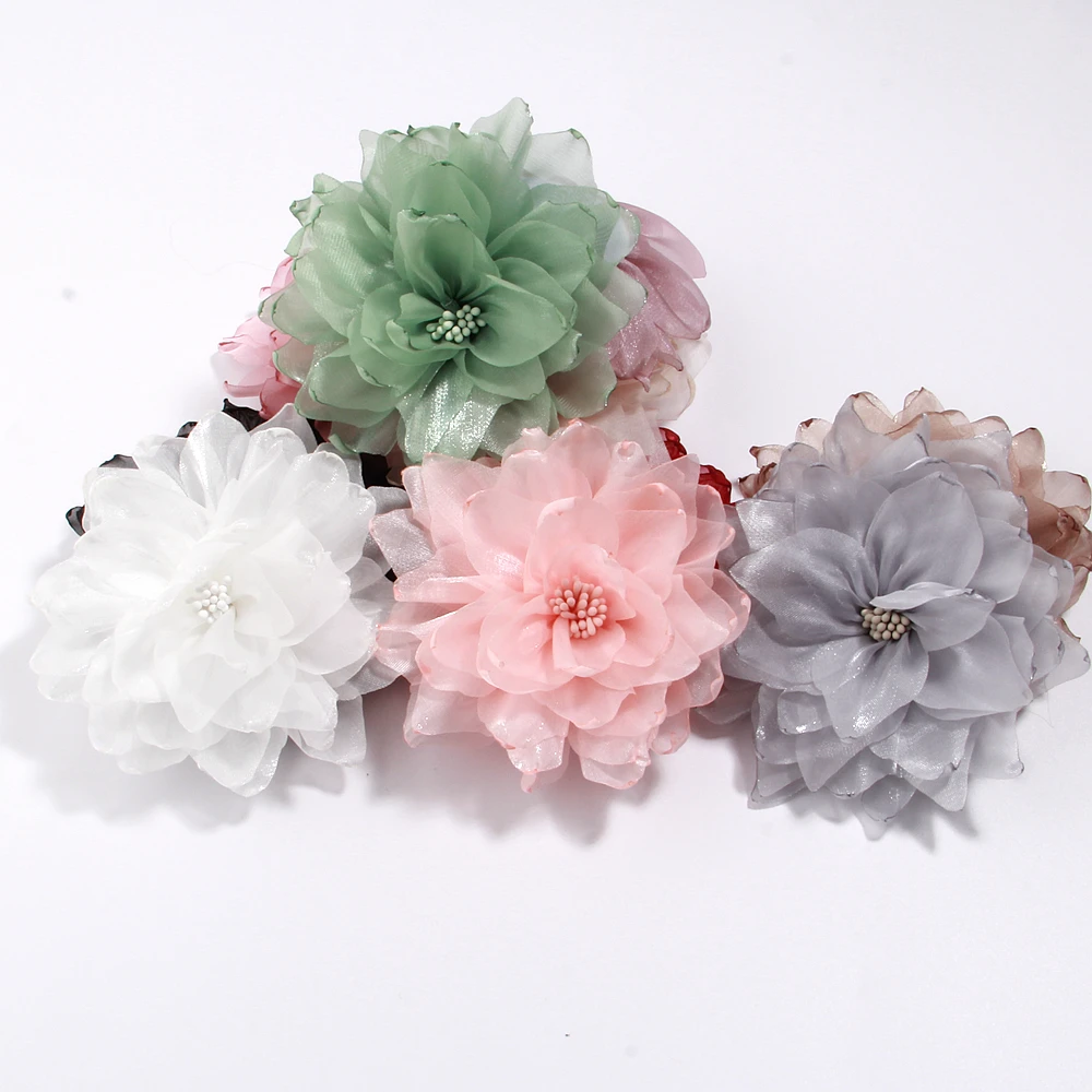 

10 см шифоновая 3D ткань ручной работы искусственный марлевый цветок для свадебного платья, шапки, ожерелье, тапочки, украшение