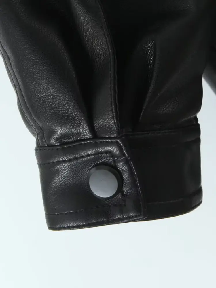 Damskie kurtki motocyklowe w stylu retro vintage z imitacji skóry PU, luźne, długie, oversize, streetwearowe, model BF, kolekcja 2025