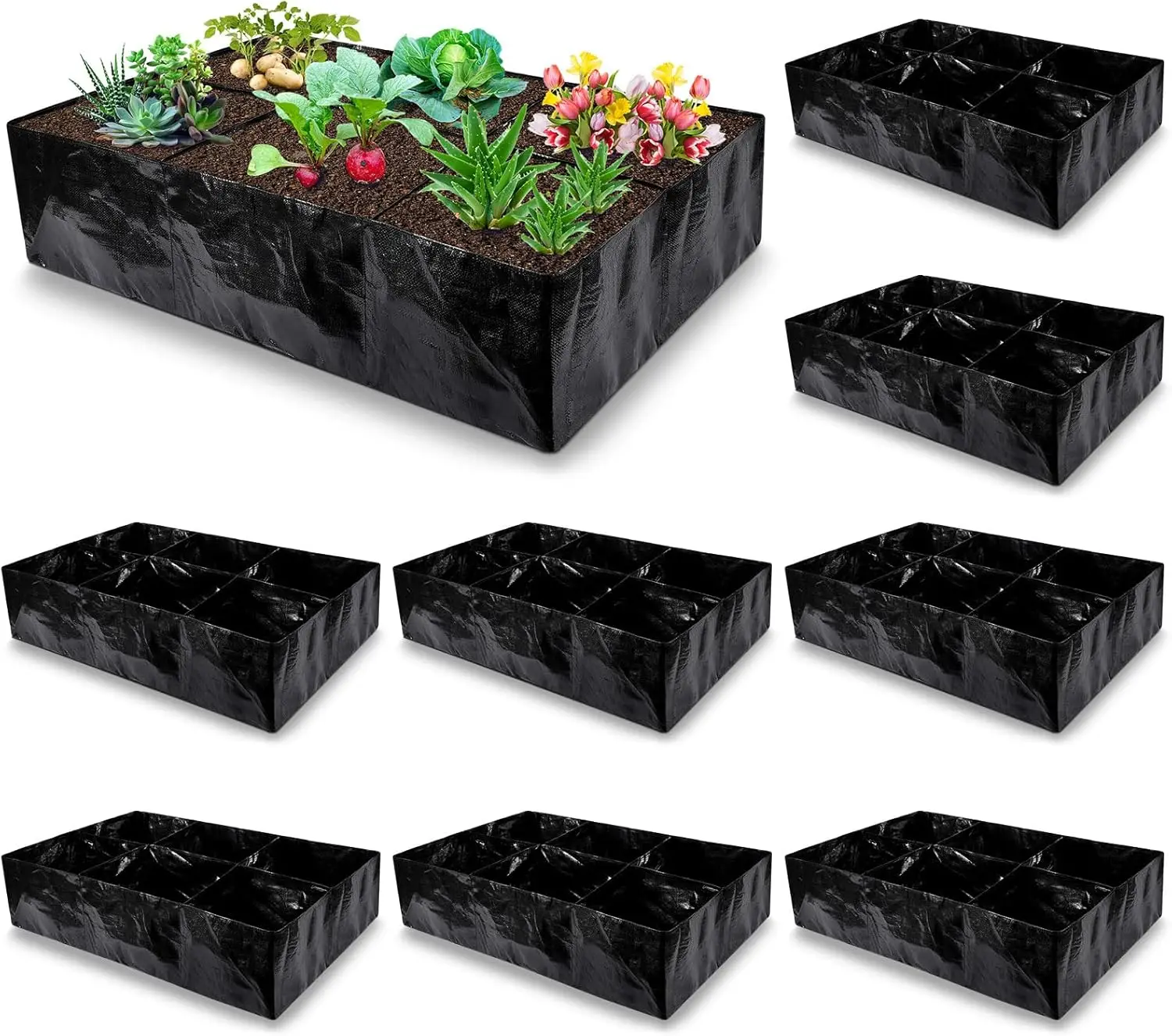

8 шт. тканевых грядок-мешков объемом 35 галлонов для выращивания овощей, контейнеры для садоводства на открытом воздухе