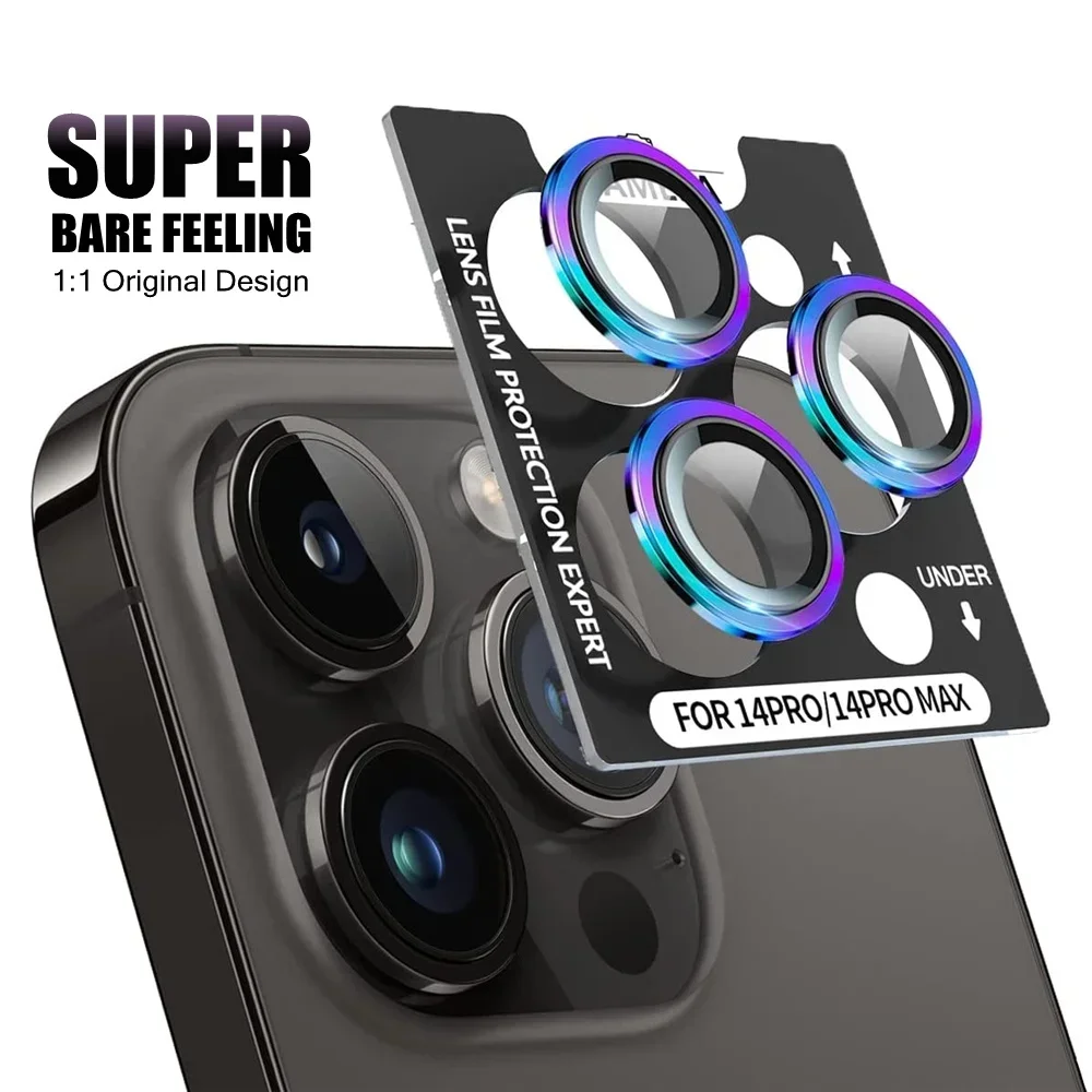 

2-3 шт., оригинальный дизайн, защита объектива камеры для IPhone 14 Pro Max, ультратонкое стекло, металлическое кольцо для камеры, чехол для IPhone 14 Plus