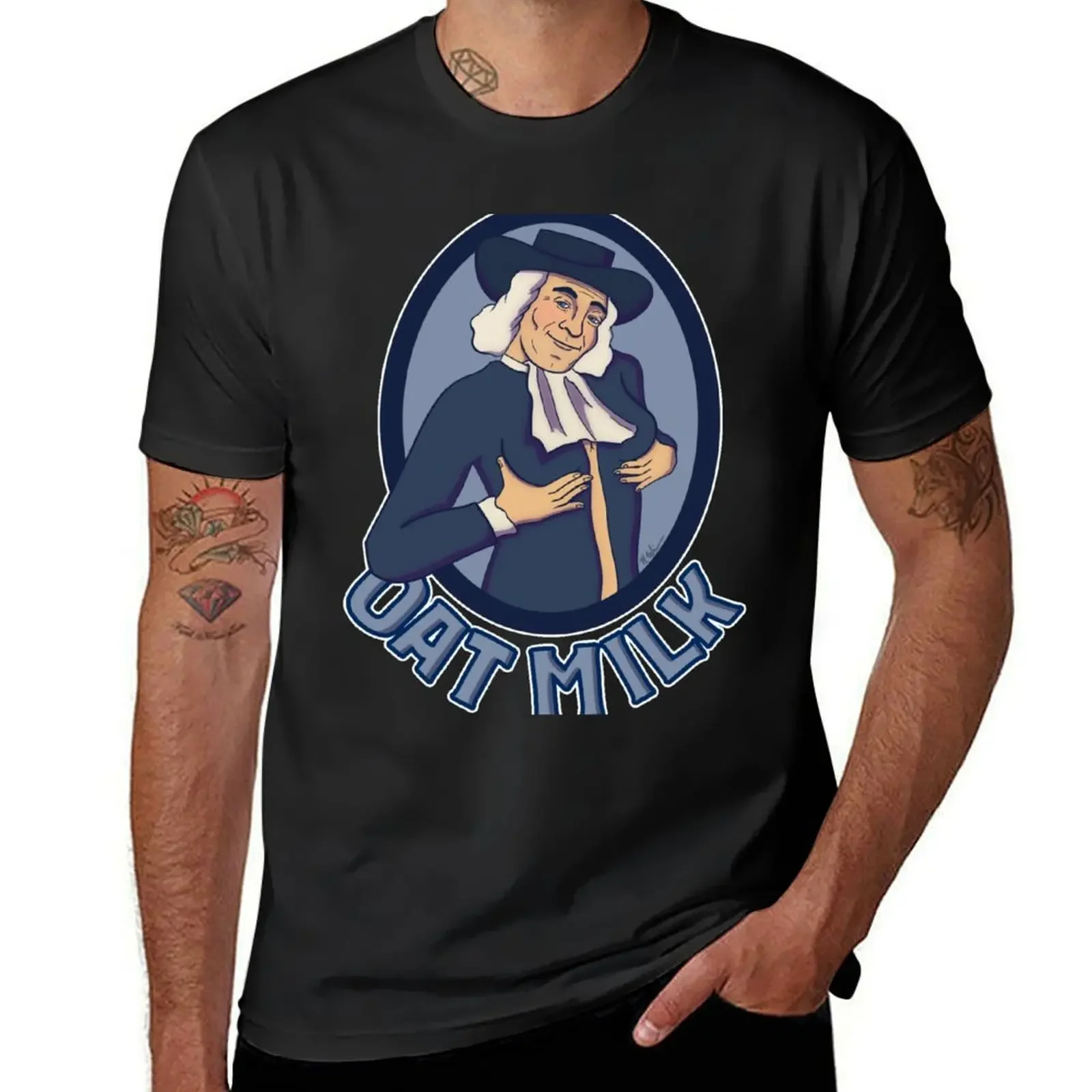 Sexy Curvy Vegan Oat Dairy Alternative Pilgrim Man T-Shirt sublime sweat graphic t shirt vintage men clothing