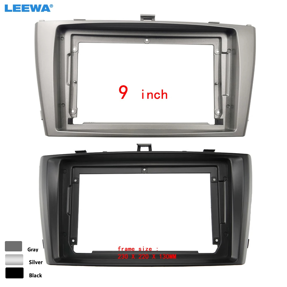 

LEEWA Car Audio 9" Big Screen Head Unit Dash Fascia Panel Frame Kit Adapter For Toyota Avensis 2009-2015 Radio Dash Frame