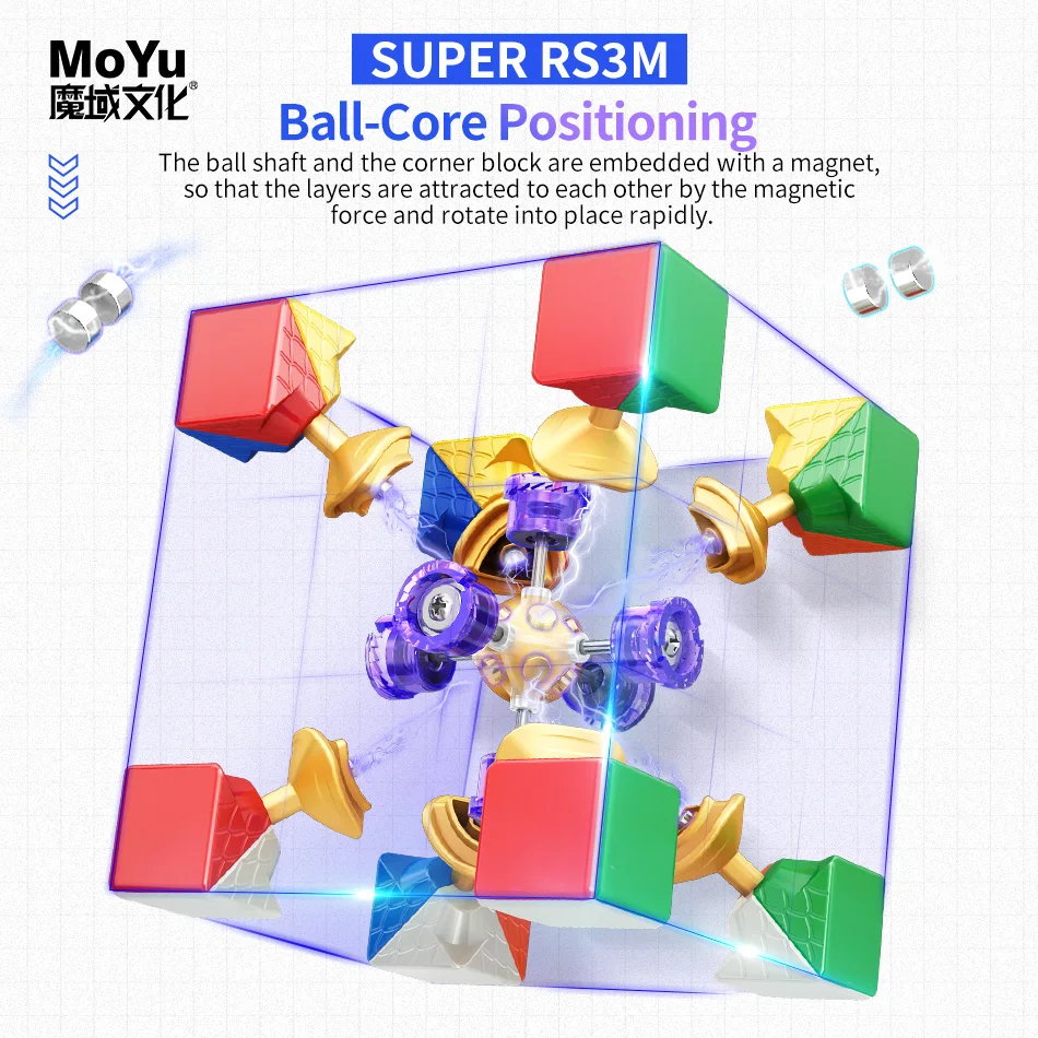 [Picube] MoYu 슈퍼 RS3M 3x3 마그네틱 매직 큐브 볼 코어 버전 스티커없는 RS3 Maglev 3X3x3 퍼즐 장난감 자석 스피드 큐브